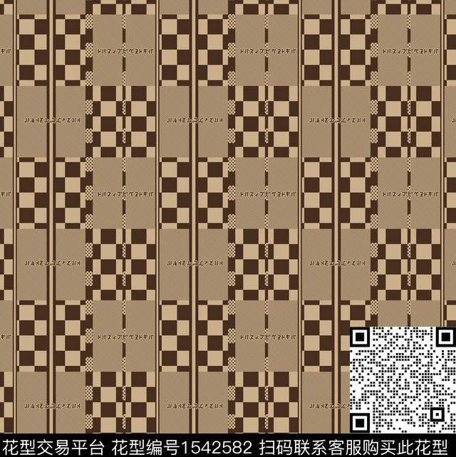 字母男装格子数码印花花型下载（图片编号: 1542582） - 瓦栏（Walan）