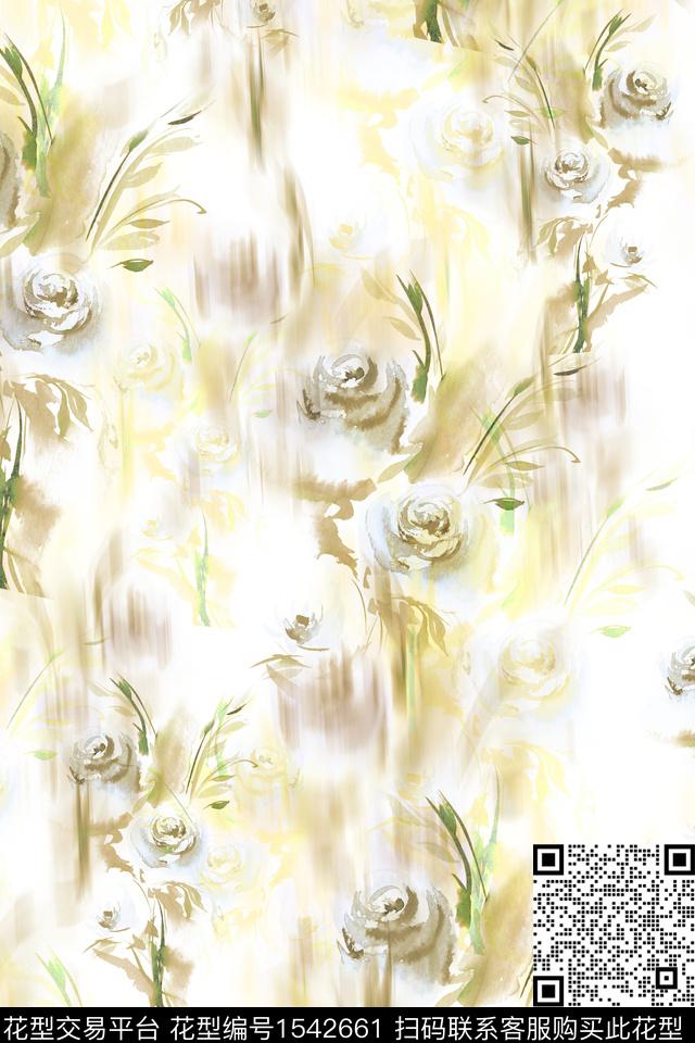 春夏花型花卉水彩数码印花花型下载（图片编号: 1542661） - 瓦栏（Walan）
