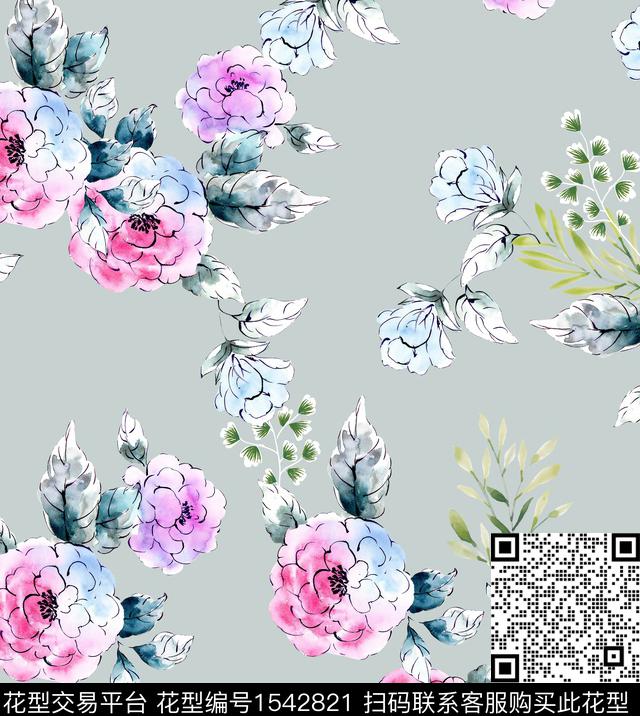 女装花卉连衣裙数码印花花型下载（图片编号: 1542821） - 瓦栏（Walan）