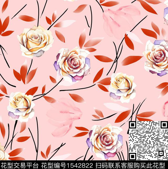女装花卉连衣裙数码印花花型下载（图片编号: 1542822） - 瓦栏（Walan）