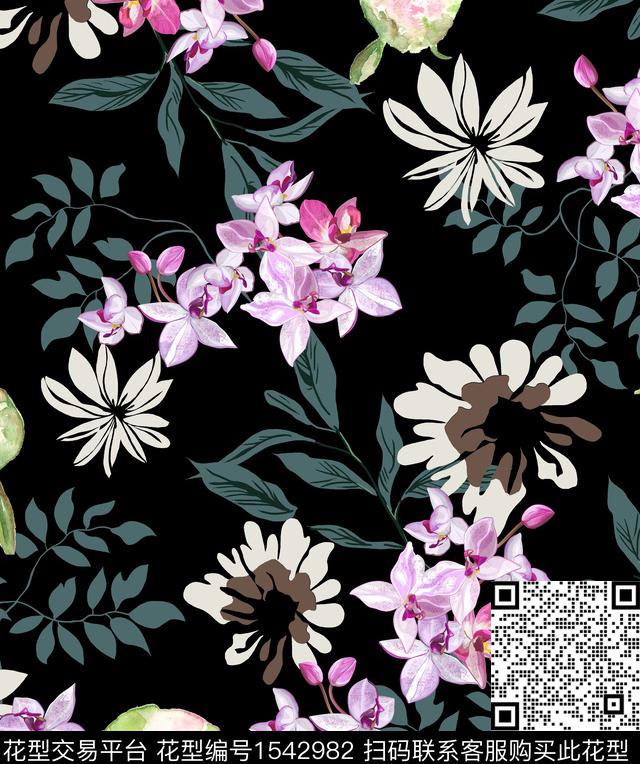 女装花卉连衣裙数码印花花型下载（图片编号: 1542982） - 瓦栏（Walan）