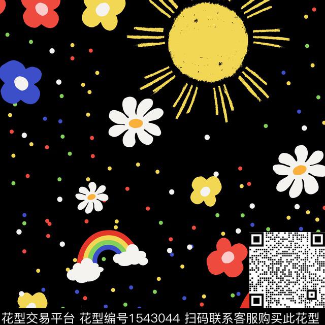 太阳彩虹.jpg - 1543044 - 星星 太阳 彩虹 - 数码印花花型 － 童装花型设计 － 瓦栏