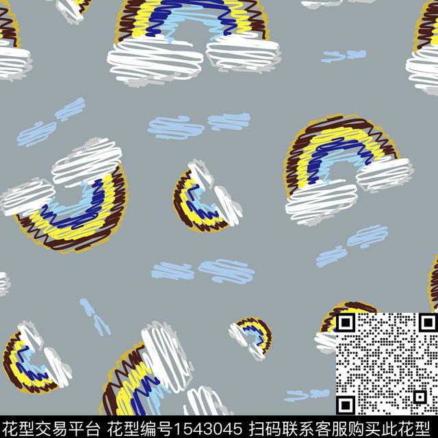 线条涂鸦彩虹数码印花花型下载（图片编号: 1543045） - 瓦栏（Walan）