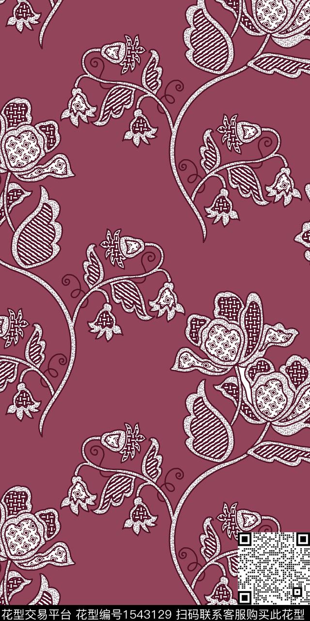 119.jpg - 1543129 - 民族风 花卉 女装 - 数码印花花型 － 女装花型设计 － 瓦栏