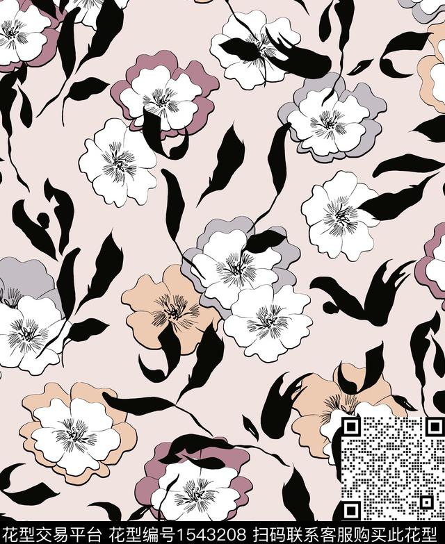 女装花卉连衣裙数码印花花型下载（图片编号: 1543208） - 瓦栏（Walan）