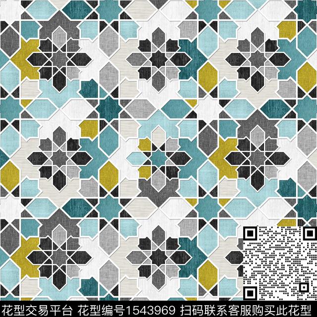 JXSJ070923.jpg - 1543969 - 肌理 格子 几何 - 数码印花花型 － 沙发布花型设计 － 瓦栏