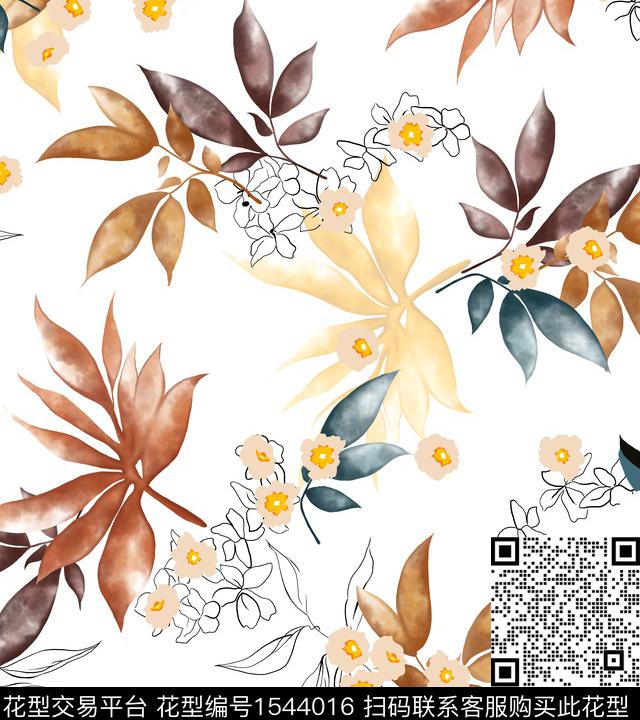 女装花卉连衣裙数码印花花型下载（图片编号: 1544016） - 瓦栏（Walan）