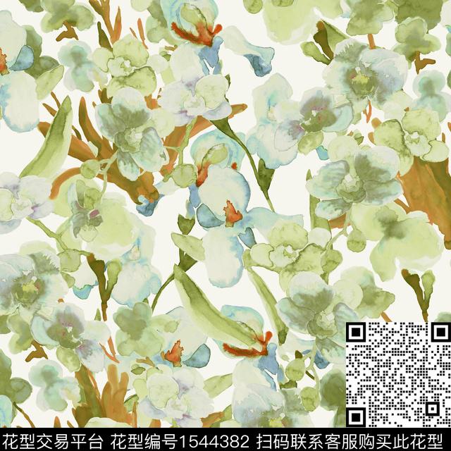 水彩花卉数码花型数码印花花型下载（图片编号: 1544382） - 瓦栏（Walan）