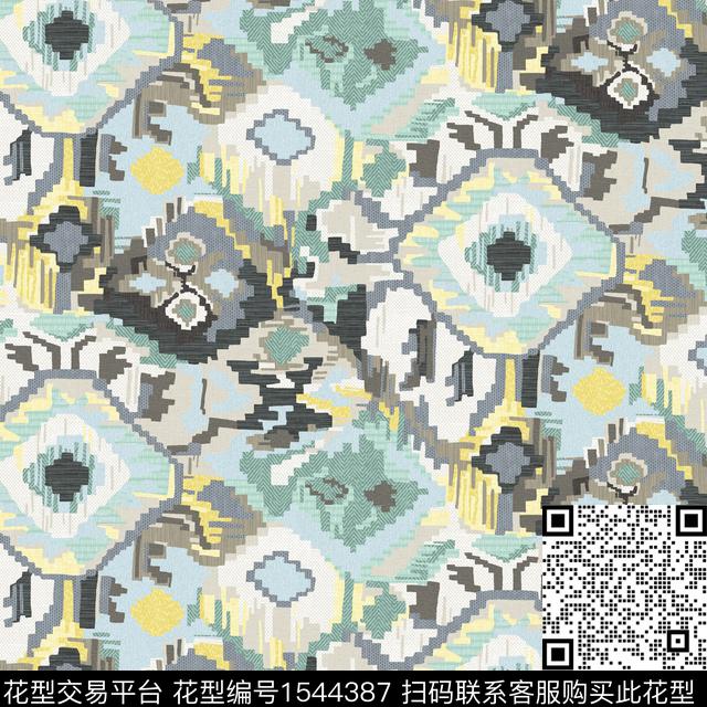 JXSJ071323.jpg - 1544387 - 家纺 肌理 民族风 - 数码印花花型 － 沙发布花型设计 － 瓦栏