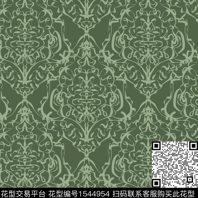 复古花纹3.jpg - 1544954 - 线条 复古 民族风 - 数码印花花型 － 床品花型设计 － 瓦栏