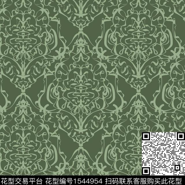 线条复古民族风数码印花花型下载（图片编号: 1544954） - 瓦栏（Walan）