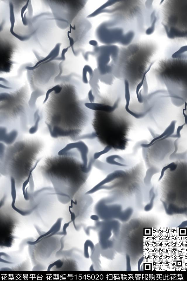 笔触抽象朦胧花卉数码印花花型下载（图片编号: 1545020） - 瓦栏（Walan）