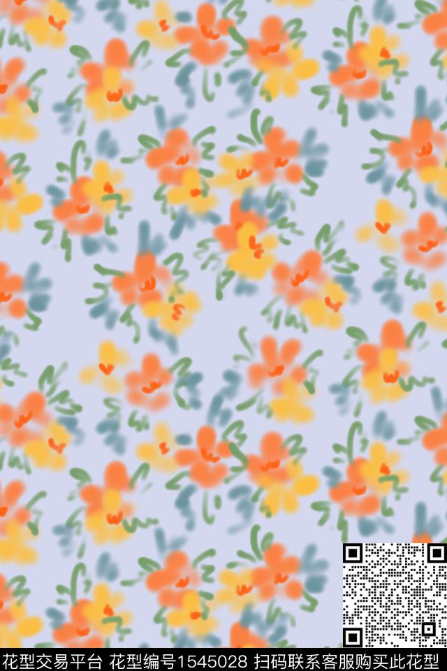 小碎花朦胧花卉淑女数码印花花型下载（图片编号: 1545028） - 瓦栏（Walan）