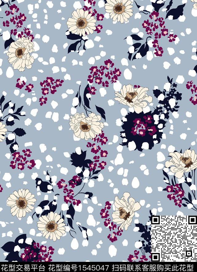 女装花卉连衣裙数码印花花型下载（图片编号: 1545047） - 瓦栏（Walan）