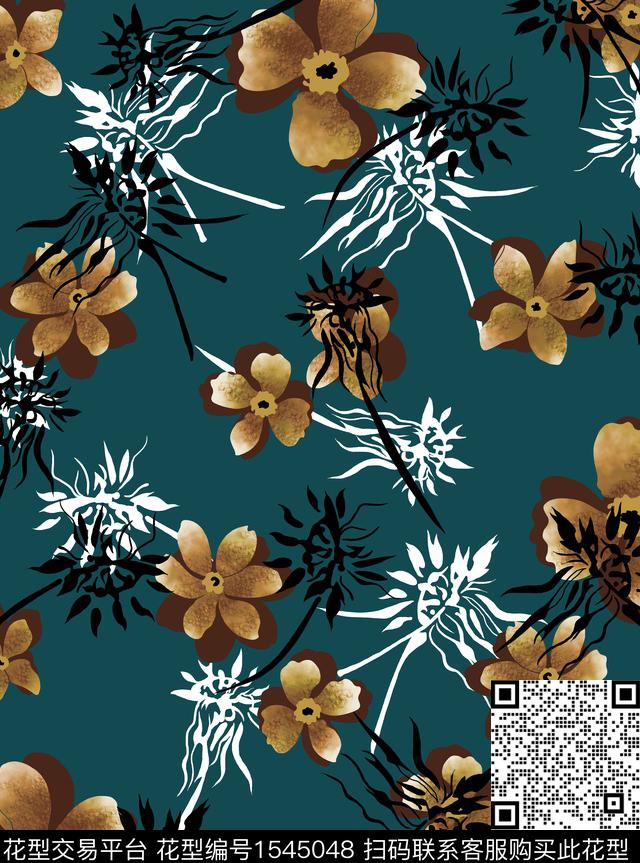 女装花卉连衣裙数码印花花型下载（图片编号: 1545048） - 瓦栏（Walan）
