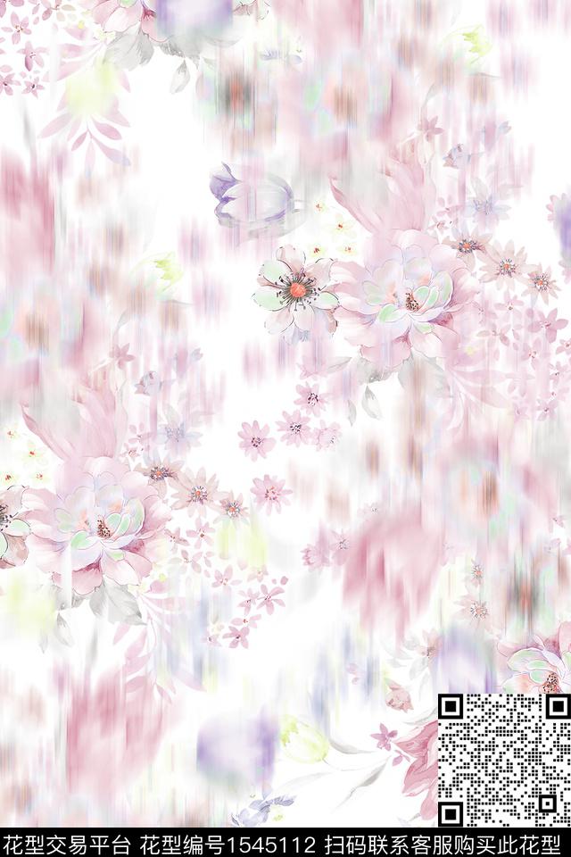 小清新真丝花卉数码印花花型下载（图片编号: 1545112） - 瓦栏（Walan）