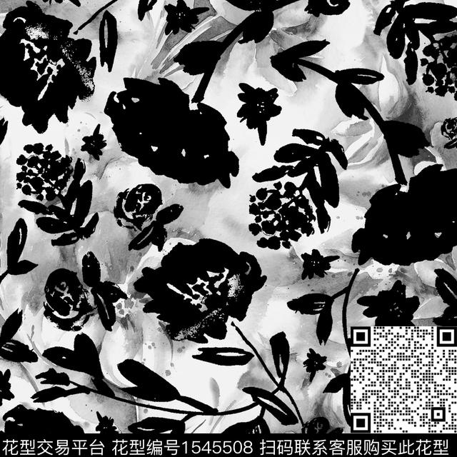 手绘花卉创意花卉数码印花花型下载（图片编号: 1545508） - 瓦栏（Walan）