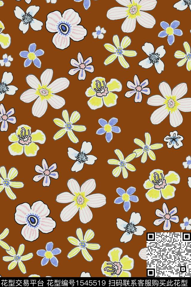 花卉20210-4.jpg - 1545519 - 大牌风 菊花 小碎花 - 数码印花花型 － 女装花型设计 － 瓦栏
