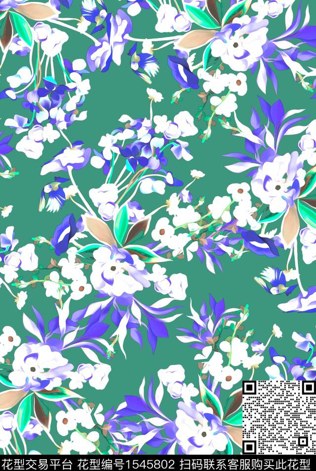 916-2.jpg - 1545802 - 绿植树叶 花卉 数码花型 - 数码印花花型 － 女装花型设计 － 瓦栏