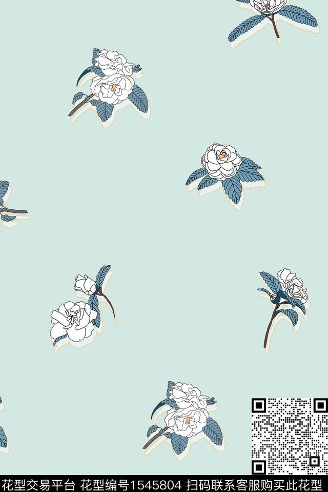 时尚花卉纯底数码印花花型下载（图片编号: 1545804） - 瓦栏（Walan）