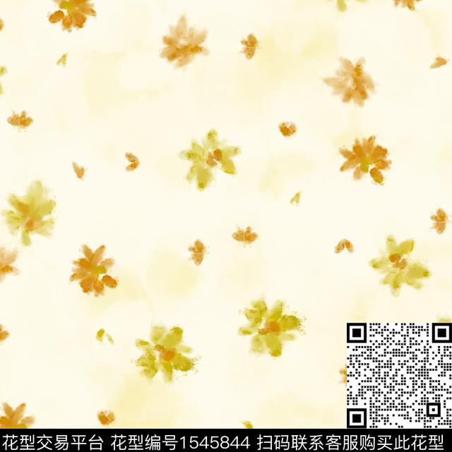 手绘花卉小碎花水彩数码印花花型下载（图片编号: 1545844） - 瓦栏（Walan）