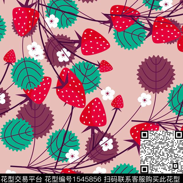 草莓女装花卉数码印花花型下载（图片编号: 1545856） - 瓦栏（Walan）