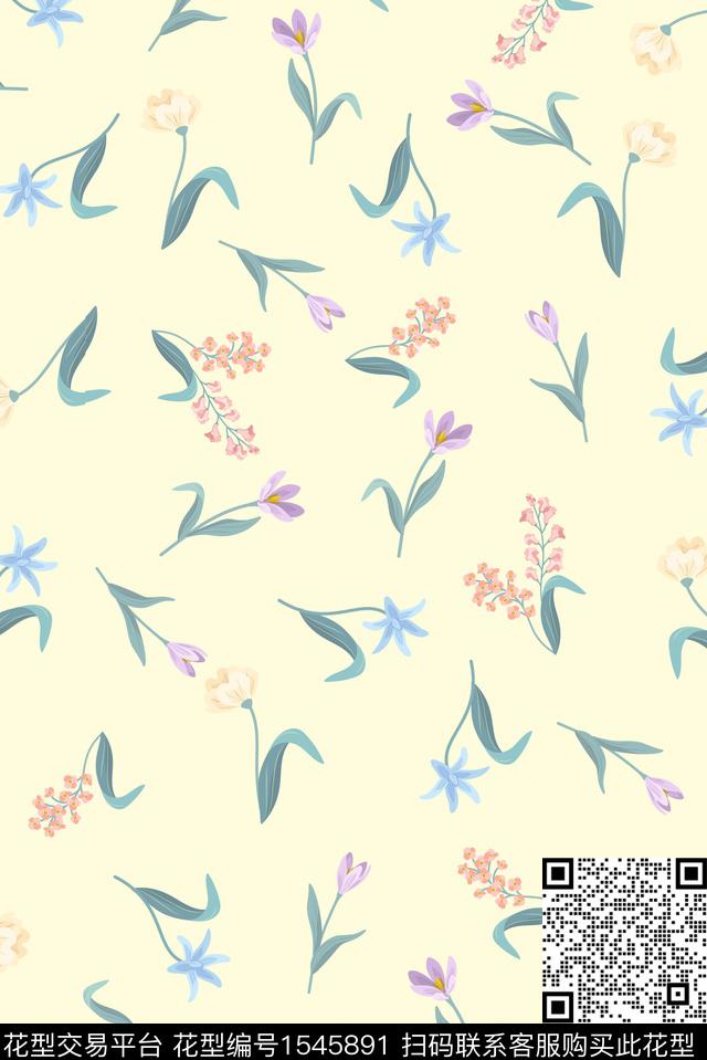小清新小碎花女装数码印花花型下载（图片编号: 1545891） - 瓦栏（Walan）