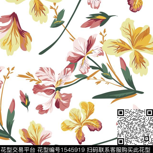 花卉清爽春夏花型数码印花花型下载（图片编号: 1545919） - 瓦栏（Walan）