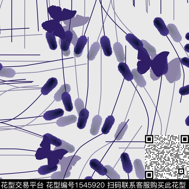 线条女装狗尾巴草数码印花花型下载（图片编号: 1545920） - 瓦栏（Walan）