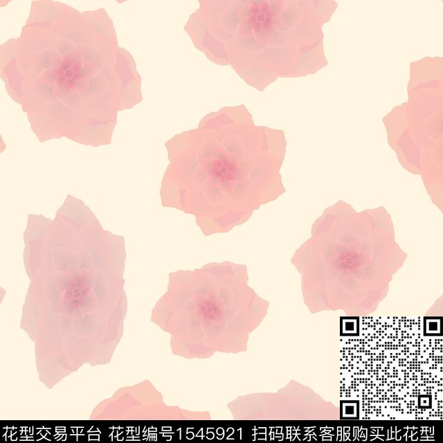 粉色栀子花女装数码印花花型下载（图片编号: 1545921） - 瓦栏（Walan）