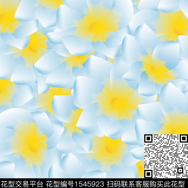 女装渐变栀子花数码印花花型下载（图片编号: 1545923） - 瓦栏（Walan）