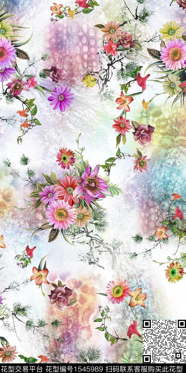 210.jpg - 1545989 - 花卉 底纹 动物纹 - 数码印花花型 － 女装花型设计 － 瓦栏
