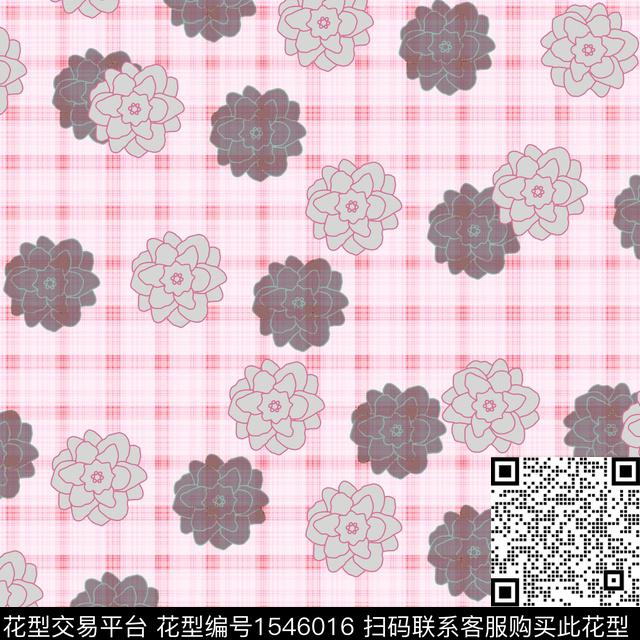 粉色女装格子数码印花花型下载（图片编号: 1546016） - 瓦栏（Walan）