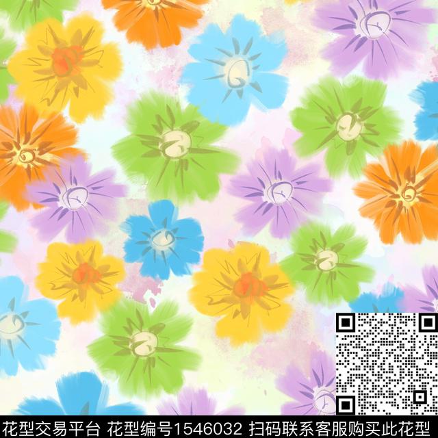 75BD3273-A1F1-4224-AE6A-44E8D6A3337C.jpg - 1546032 - 花卉 彩色花卉 水彩 - 数码印花花型 － 童装花型设计 － 瓦栏
