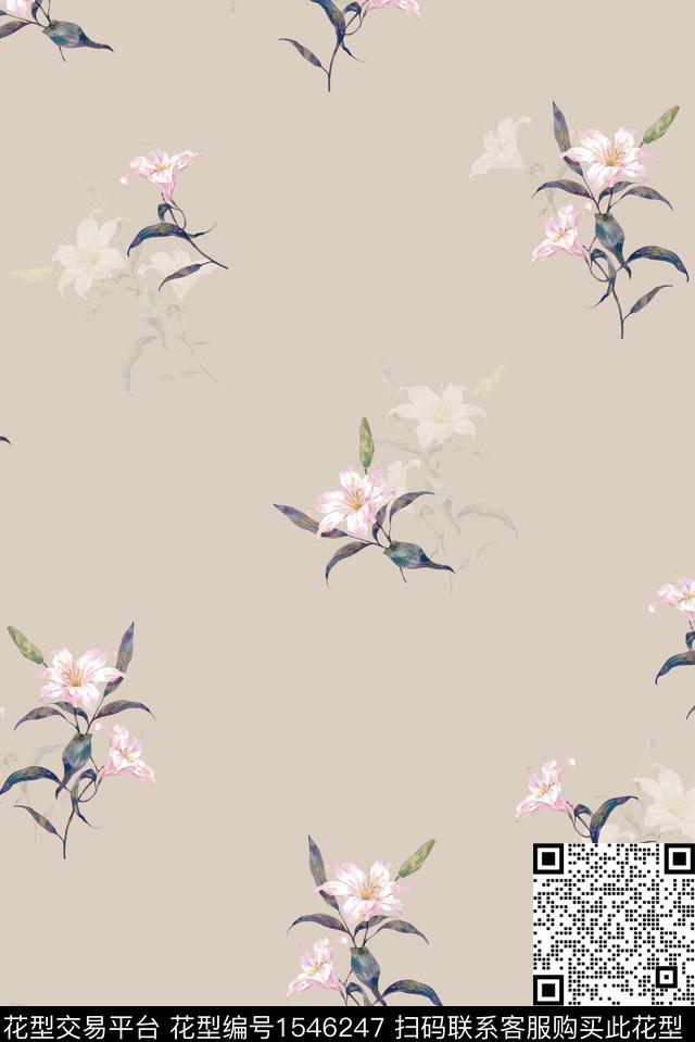 小清新女装花卉数码印花花型下载（图片编号: 1546247） - 瓦栏（Walan）