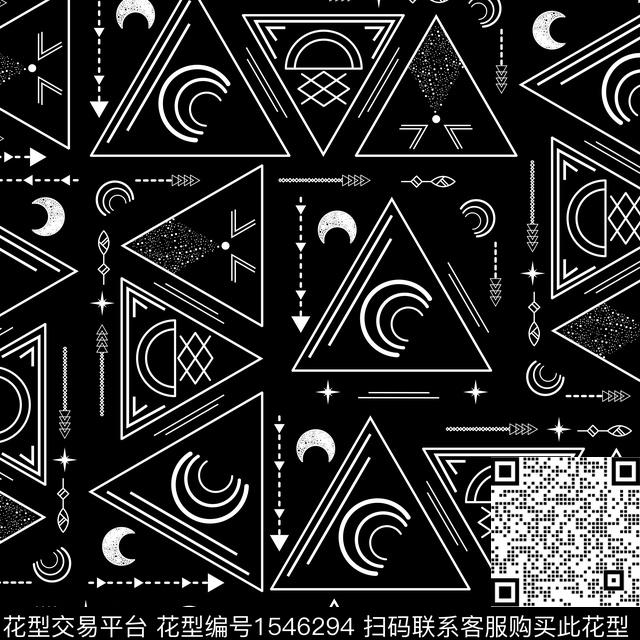 月亮箭头三角形数码印花花型下载（图片编号: 1546294） - 瓦栏（Walan）
