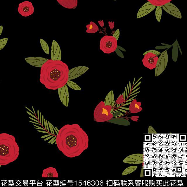 女装玫瑰花花卉传统印花花型下载（图片编号: 1546306） - 瓦栏（Walan）