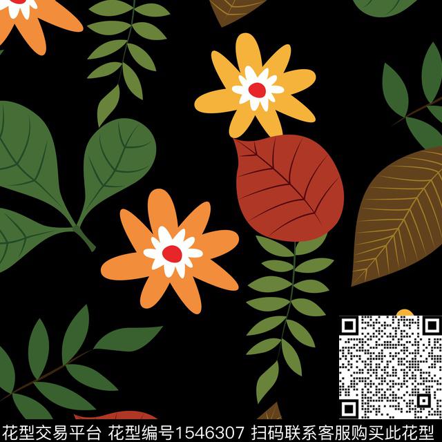 女装花卉绿植树叶传统印花花型下载（图片编号: 1546307） - 瓦栏（Walan）