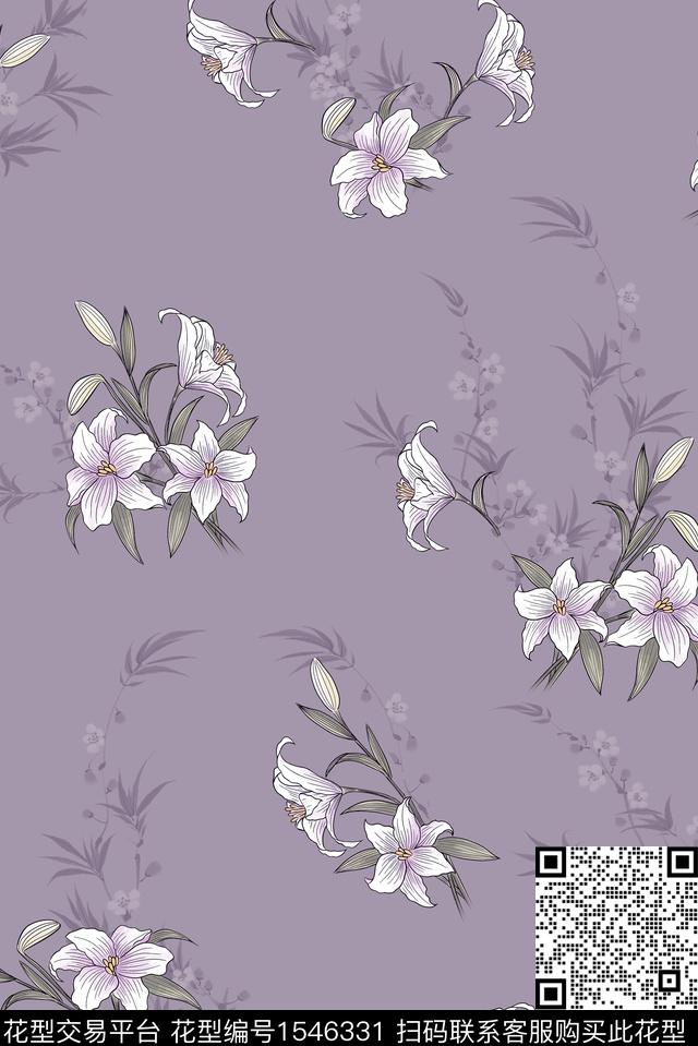 小清新女装花卉数码印花花型下载（图片编号: 1546331） - 瓦栏（Walan）