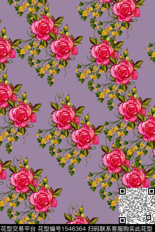 L198.jpg - 1546364 - 花卉 满版散花 女装 - 数码印花花型 － 女装花型设计 － 瓦栏