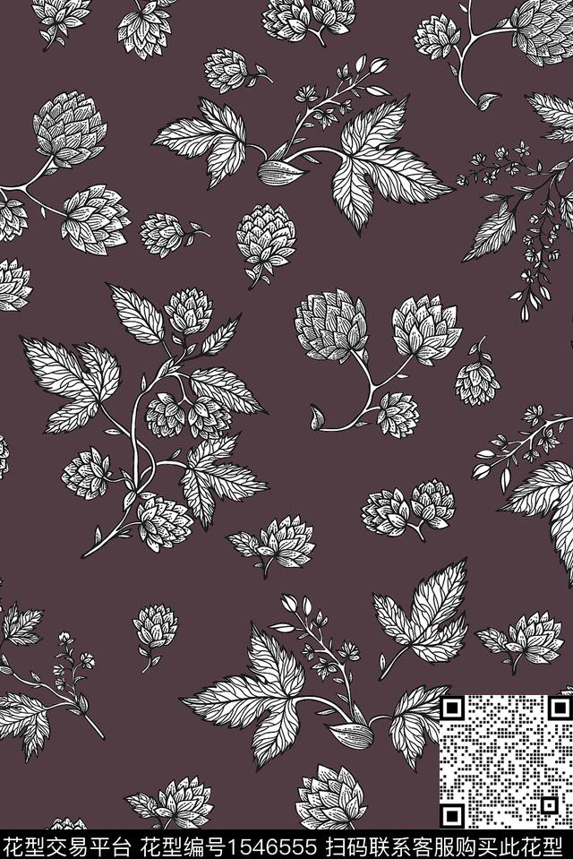 中老年女装花卉数码印花花型下载（图片编号: 1546555） - 瓦栏（Walan）