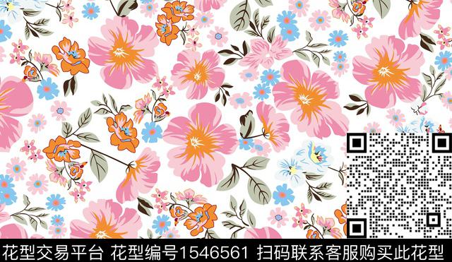 A8.jpg - 1546561 - 花卉 平面花卉 小碎花 - 传统印花花型 － 女装花型设计 － 瓦栏