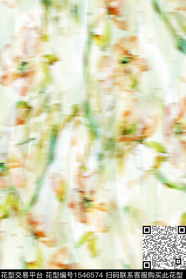 小清新抽象真丝数码印花花型下载（图片编号: 1546574） - 瓦栏（Walan）