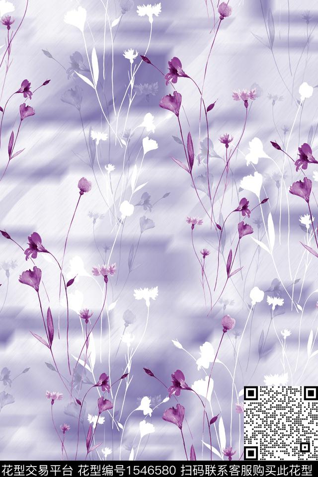 底纹花卉水彩数码印花花型下载（图片编号: 1546580） - 瓦栏（Walan）