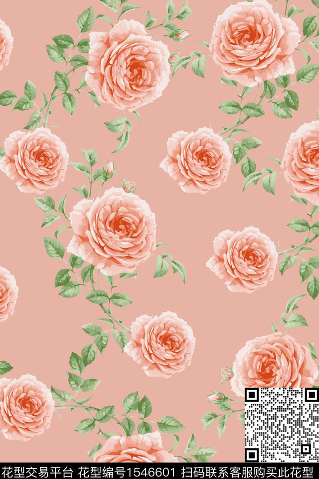 花卉20216.jpg - 1546601 - 花卉 叶子 散花 - 数码印花花型 － 女装花型设计 － 瓦栏