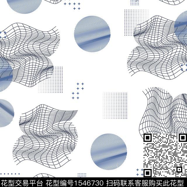 线条几何男装几何数码印花花型下载（图片编号: 1546730） - 瓦栏（Walan）