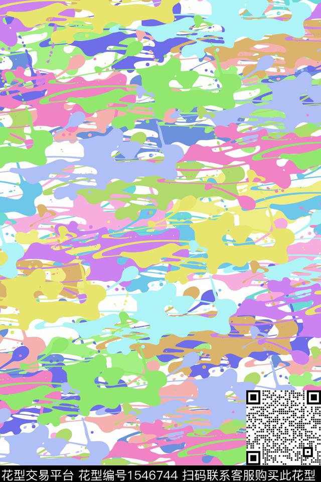 未标题-3.jpg - 1546744 - 迷彩 抽象 颜料 - 数码印花花型 － 男装花型设计 － 瓦栏