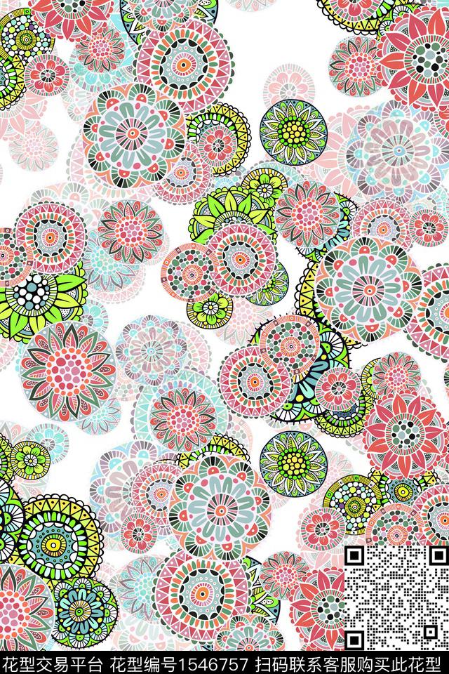 WC03143.jpg - 1546757 - 民族风 花纹 传统纹样 - 数码印花花型 － 女装花型设计 － 瓦栏