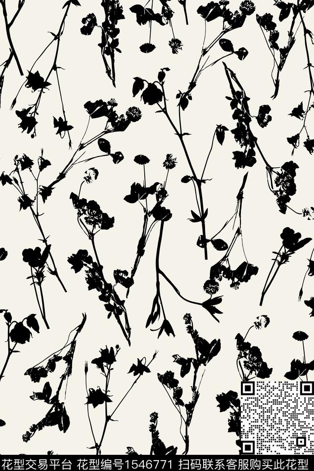 抽象年轻女性花卉传统印花花型下载（图片编号: 1546771） - 瓦栏（Walan）