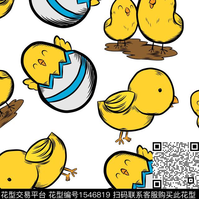 小鸟孵蛋.jpg - 1546819 - 童装 鸟 卡通 - 传统印花花型 － 童装花型设计 － 瓦栏